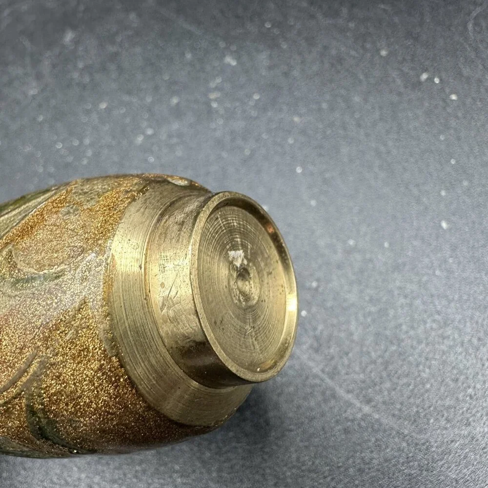 Vintage Miniature Cloisonné Enamel Brass Bud Vase 4” Floral Asian Decor